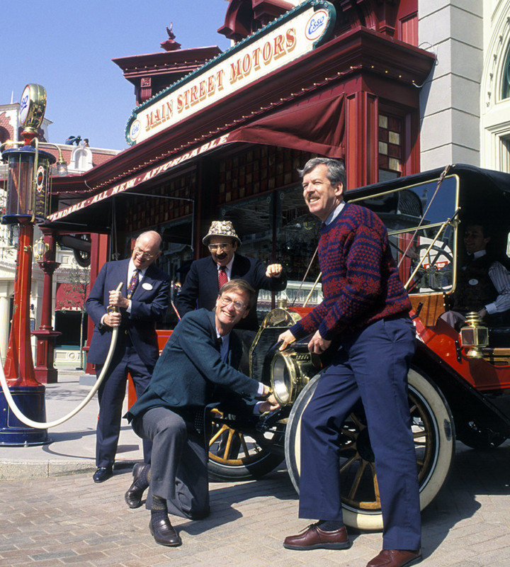 (L to R) Mickey Steinberg, Marty Sklar, L.F. ''Fred'' Benckenstein, Tony Baxter at Disneyland Paris. Courtesy Walt Disney Imagineering.