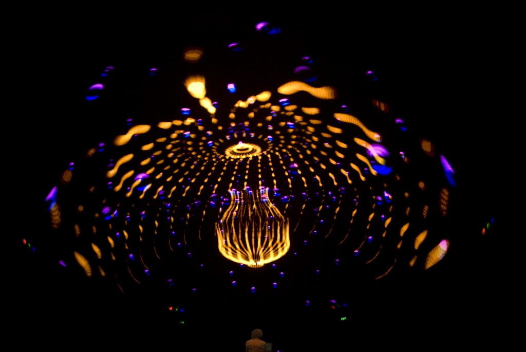 Photo of a Spontaneous Fantasia dome performance by Steve Savage of Sky-Skan.