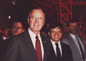 Then-Vice President George Bush tours the US Pavilion at Vancouver Expo 86 in company with James Ogul. Photo courtesy James Ogul.