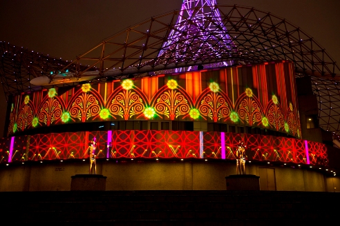 International Art Festival in Melbourne, Australia featured Christie's projection mapping (lr)