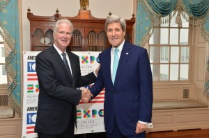 Doug Hickey, Commissioner General of the USA Pavilion, and Secretary of State John Kerry