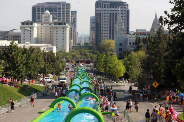 Slide the City Launching 150 City Tour with World Record Slide in Florida