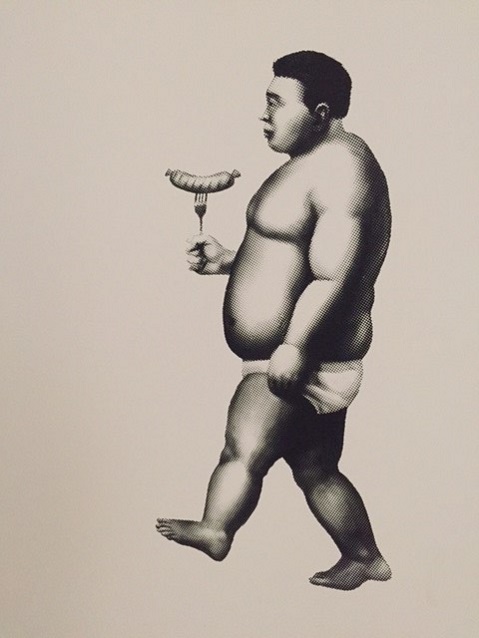 It is natural that fitness and obesity would be addressed at the fair, but in a number of exhibits, being overweight was portrayed as disgusting, indulgent, or torture. One exhibit portrayed corn as a monster-size, fat featureless baby; the South Korean exhibit showed modern man as a fat guy in his underwear carrying a sausage. And a Tyrolean sculpture portrayed obesity as pure agony—right next to a counter selling marvelous freshly baked pastries. The message: Eat up, but not you, fatty.