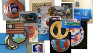 Assortment of Pavilion pins from Milan Expo 2015