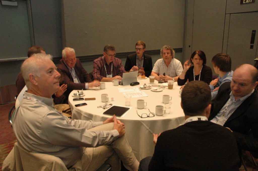 David Willrich of DJ Willrich Ltd, left foreground, at 2014 TEA Members Meeting with other European members of the Association.  Willrich has served two years as EME Division President and is now stepping up to the TEA International Board of Directors.