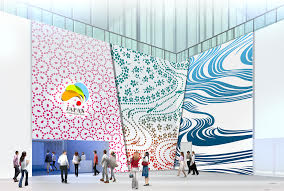 Above, below and top: Concept renderings for the various zones of the Japan Pavilion, Astana Expo 2017