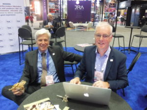 (L to R): 2016 TEA President Steve Birkett and 2017 President David Wilrich at TEA booth during 2016 IAAPA Attractions Expo