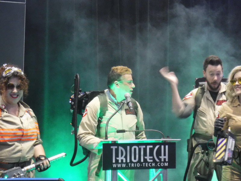Triotech CEO Ernest Yale and team members announce Heide Park's Ghostbusters 5D attraction.