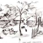 concept sketch for Khamera the family nature preserve African fraft village
