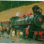 Steam engine _Klondike Katie_ welcomed her first guests to Rebel Railroad in 1961_
