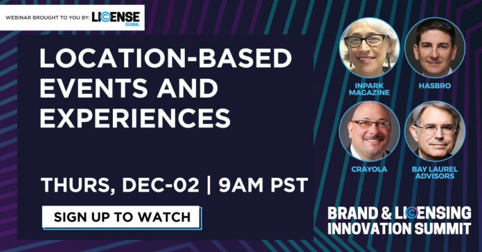 banner for License Global webinar on licensing and location based events experiences
