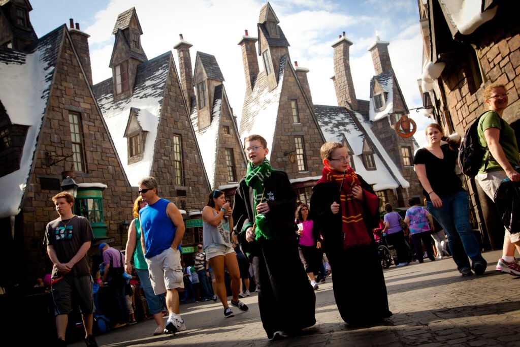 Young wizards try out their wands at The Wizarding World of Harry Potter at Universal's Islands of Adventure, Universal Orlando Resort
